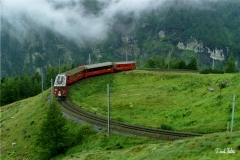 ABe 4/4 42 / Standort: Kehrschlaufe Alp Grüm / Datum: 08.08.1999 / Zugnummer 444