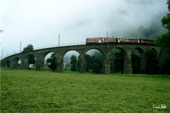 ABe 4/4 55 / Standort: Kehrschlaufe Brusio / Datum: 08.08.1999 / Zugnummer 17*414
