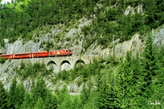 Ge 4/4 III 648 / Standort: Albulalinie bei Muot / Datum: 08.08.1999 / Zugnummer 555